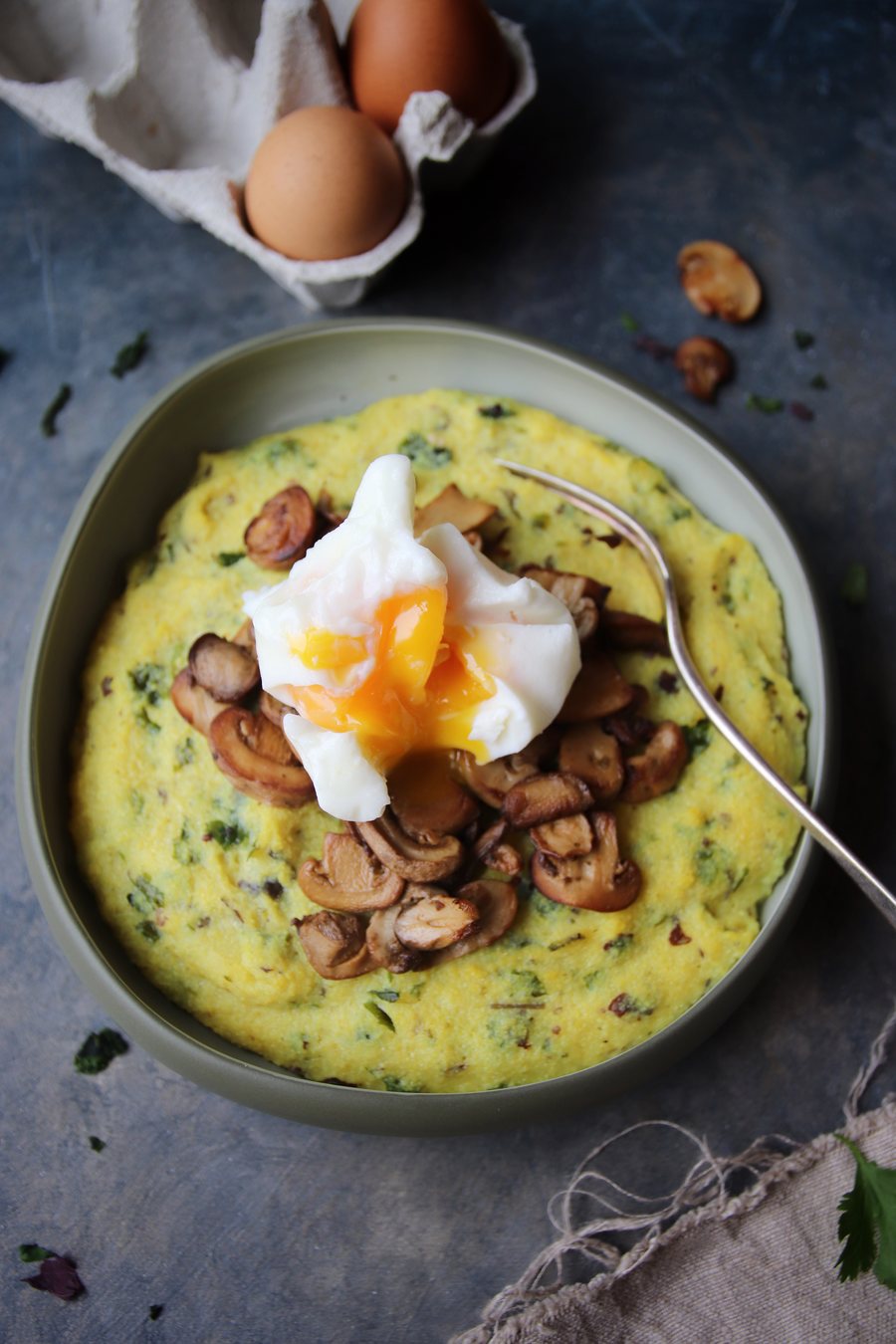 Polenta à L'Aromer et œuf mollet